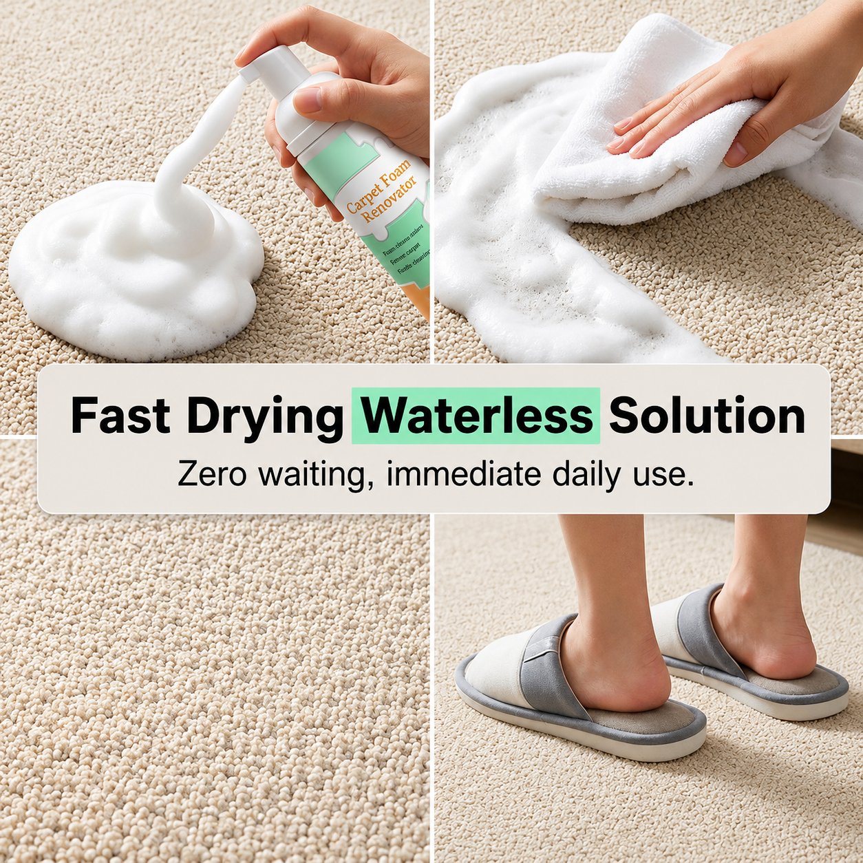 ✨ Instant Waterless Foam Stain Remover for Carpet & Fabric 🧼