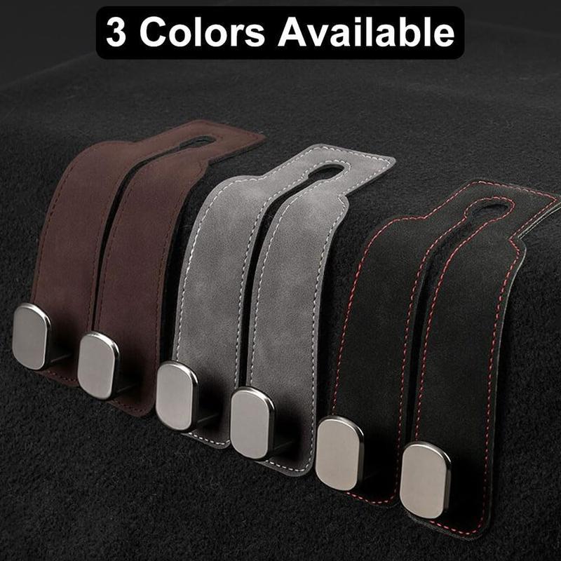 Premium Leather Hidden Car Hooks | Dual-Hook Organizer for Purses & Bags,Keep your bags secure and your car clutter-free. Installs in 1 second.