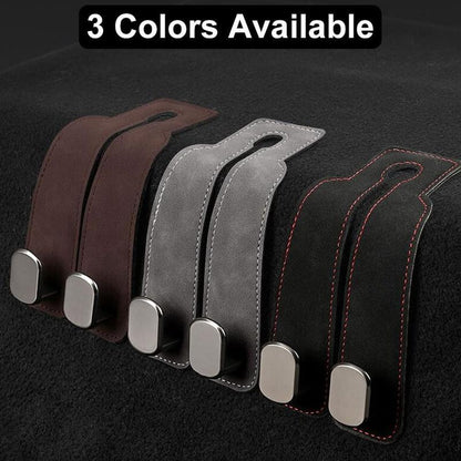 Premium Leather Hidden Car Hooks | Dual-Hook Organizer for Purses & Bags,Keep your bags secure and your car clutter-free. Installs in 1 second.