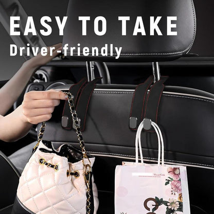 Premium Leather Hidden Car Hooks | Dual-Hook Organizer for Purses & Bags,Keep your bags secure and your car clutter-free. Installs in 1 second.