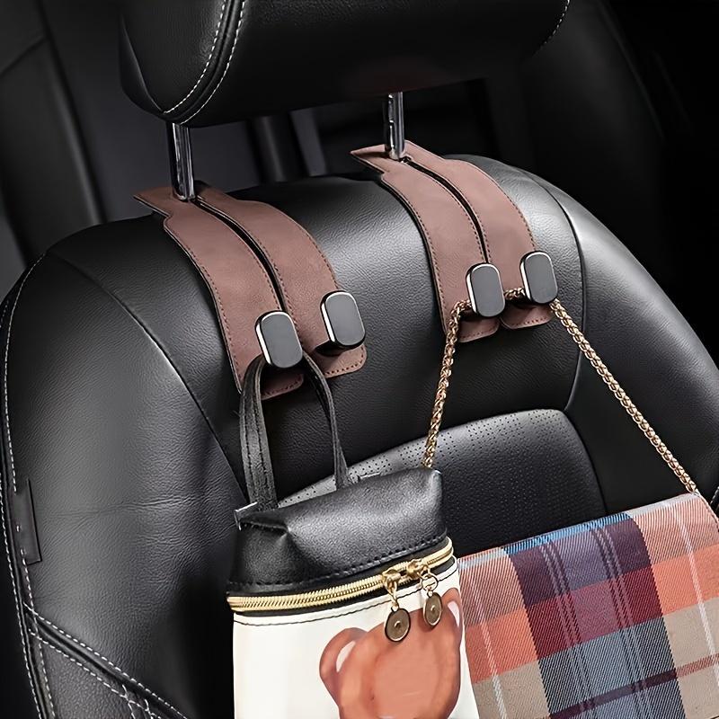 Premium Leather Hidden Car Hooks | Dual-Hook Organizer for Purses & Bags,Keep your bags secure and your car clutter-free. Installs in 1 second.
