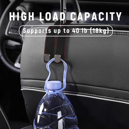 Premium Leather Hidden Car Hooks | Dual-Hook Organizer for Purses & Bags,Keep your bags secure and your car clutter-free. Installs in 1 second.