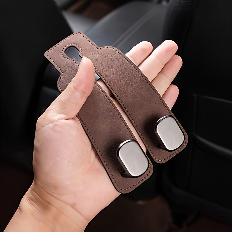 Premium Leather Hidden Car Hooks | Dual-Hook Organizer for Purses & Bags,Keep your bags secure and your car clutter-free. Installs in 1 second.