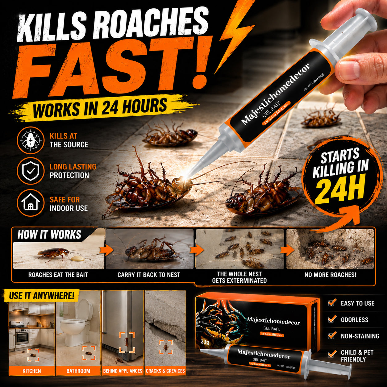 💥2026 Upgraded Formula] Professional Cockroach Gel Bait – Eliminates Entire Nest