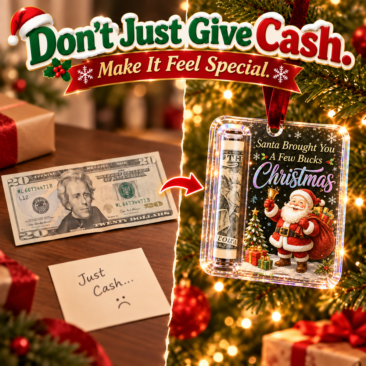🎄Christmas Cash Gift Ornament- Make Cash Feel Like A Real Christmas Gift💵