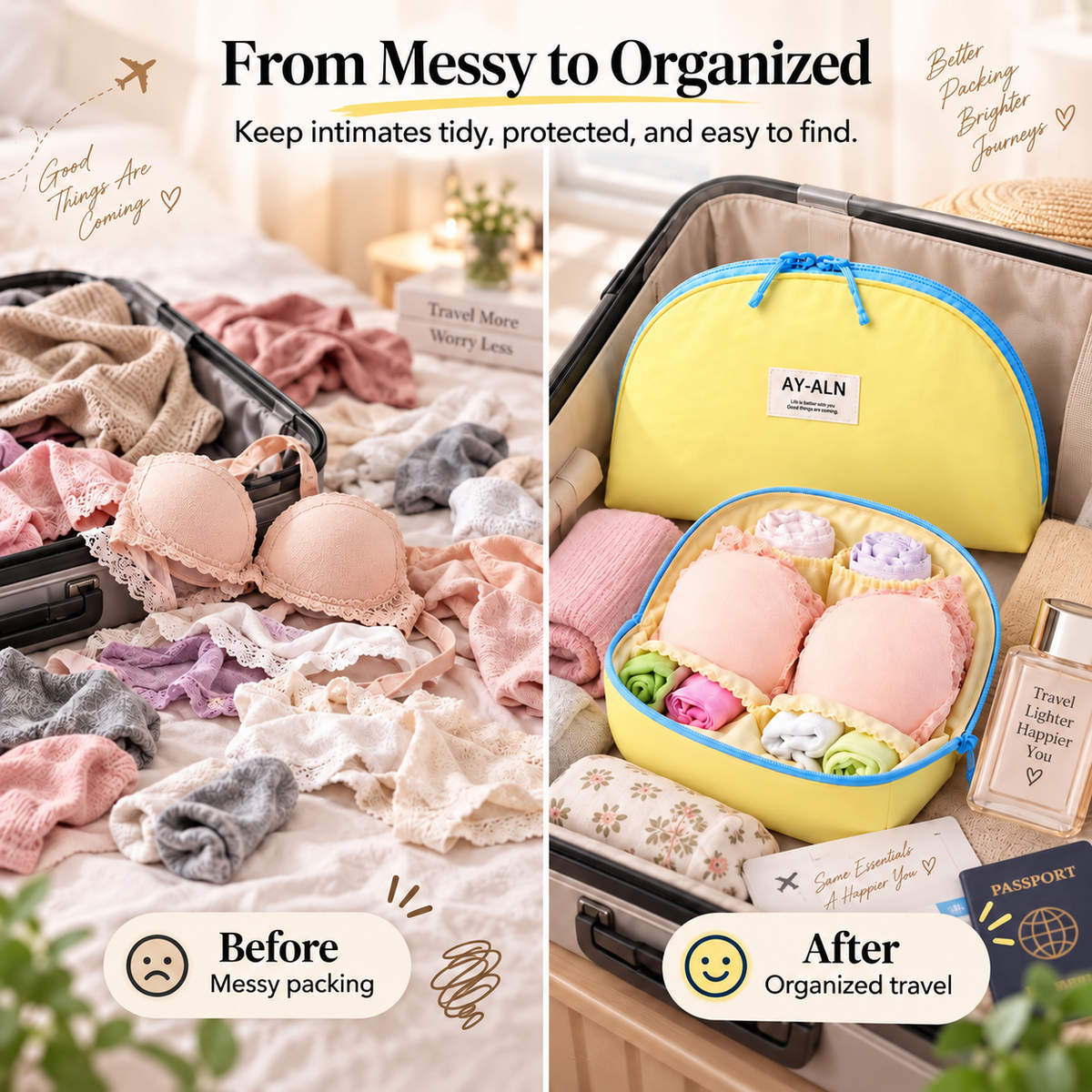 🧳 3-in-1 Travel Underwear Storage Bag