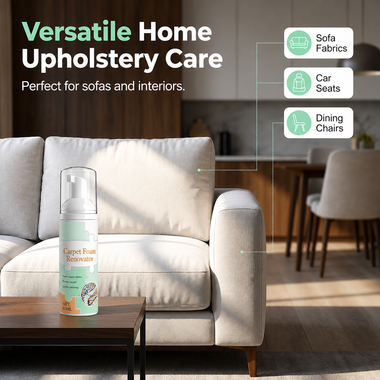 ✨ Instant Waterless Foam Stain Remover for Carpet & Fabric 🧼
